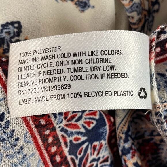 KNOX ROSE Women's Large Floral Boho Chic Peasant V Tie Neck Tassels Sheer Size S - Picture 8 of 8